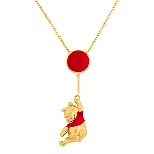 Disney Halskette mit schwebendem Ballon Winnie Puuh rot und goldfarben CF01179YL-Q, Einheitsgröße, Messing, Kein Edelstein