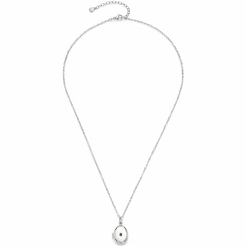 Leonardo Jewels Halskette Mida Muttertags Special, Kette aus Edelstahl, silberfarbene Spiegel-Ankerkette, aufklappbarer Medaillon-Anhänger mit schwarzem Glaskirstall, 50-55 cm Länge, 023387