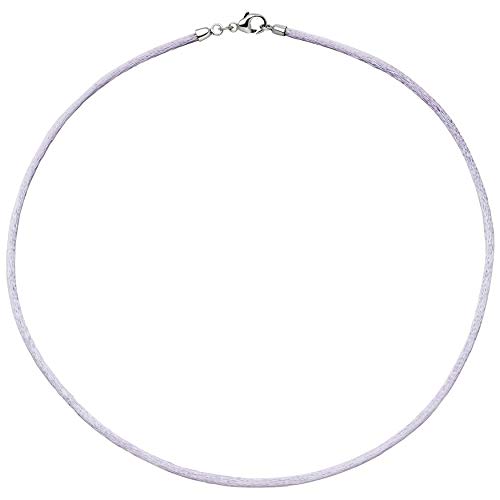 Jobo Damen Collier Halskette Seide flieder 2,8 mm 42 cm, Verschluss 925 Silber Kette