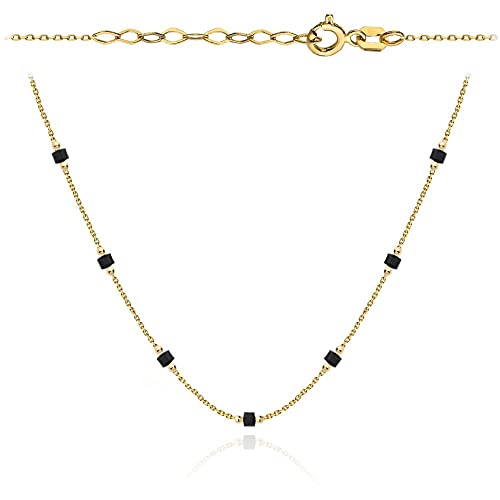 Goldene Damen Halskette 585 14k Gold Gelbgold Kette mit Anhänger Kugel Zirkonia