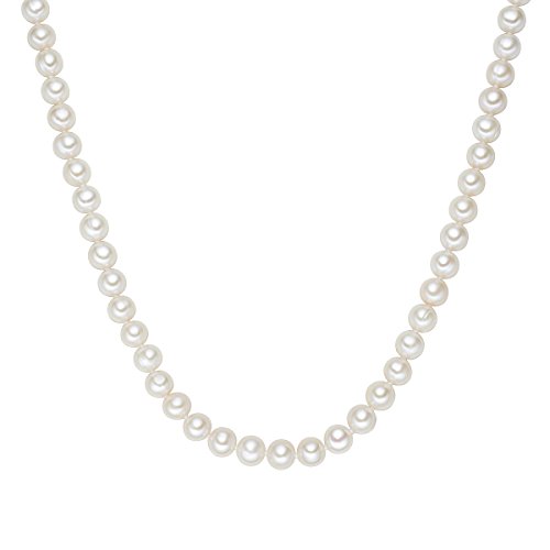 Valero Pearls Damen-Collier Kette 925 Silber rhodiniert Perle hochwertige Süßwasser-Zuchtperle Weiß in verschiedenen Länge - Perlenkette Halskette mit echten Perlen weiss 609210141