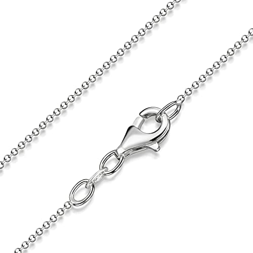 MATERIA Diamantierte Glitzer Kugelkette silber 925 diamantiert - Halskette Damen 1,1mm Silber Kette in 40-120cm #K24, Länge Halskette:40 cm