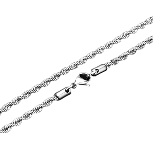 Daesar Silber Kette 70CM ohne Anhänger Herren, 5MM Kordelkette Edelstahl Halskette Personalisiert für Charms