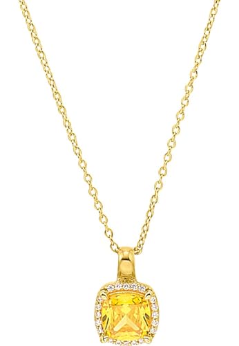 s.Oliver Kette mit Anhänger 925 Sterling Silber Damen Halsschmuck, mit Zirkonia synth., 42+3 cm, Gold, Kommt in Schmuck Geschenk Box, 2037830