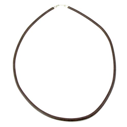 Lederband aus echtem Leder | braun 50 cm | Karabiner-Verschluss aus 925 Silber | Kette Leder Halsband K1992