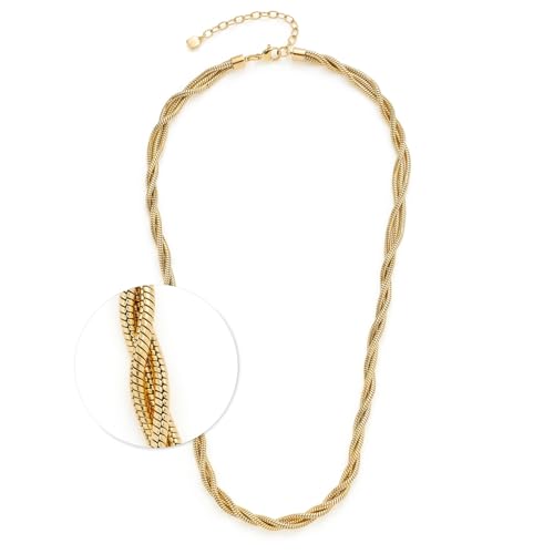 JEWELS BY LEONARDO Halskette Sue • kurze Schlangen-Kette aus goldfarbenem Edelstahl • raffinierte Kordeloptik • 45-50 cm Länge • Schmuck Geschenk für Frauen • 024835