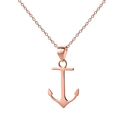 Serebra Jewelry Anker Anhänger Halskette | aus 925 Sterlingsilber | in den Farben Silber, Gold, Roségold | Wikinger Liebe See Meer Ozean Schiff Piraten Wasser | by (14k-Roségold-Überzug)