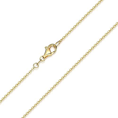 MATERIA Gold Ankerkette 925 Sterling Silber 1mm Halskette vergoldet 40 80cm verfügbar #K61, Länge Halskette:45 cm