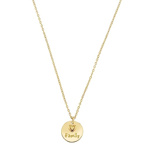 s.Oliver Kette mit Anhänger 925 Sterling Silber Damen Halsschmuck, 37+3 cm, Gold, Münze, Kommt in Schmuck Geschenk Box, 2034282