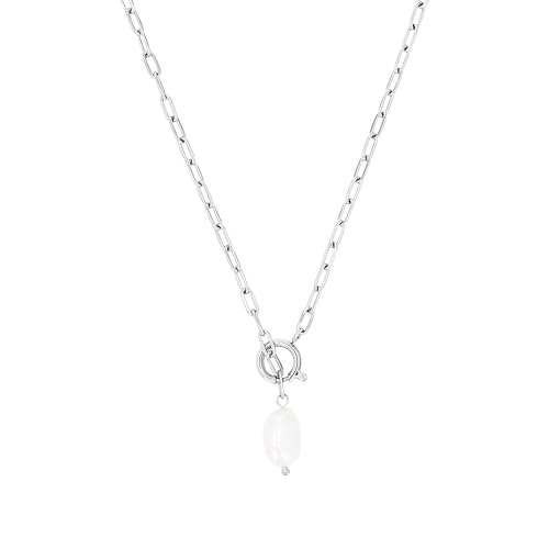 s.Oliver Kette mit Anhänger aus Edelstahl/925 Sterling Silber für Damen, Halsschmuck, mit Kristall, Kommt in Schmuck Geschenk Box