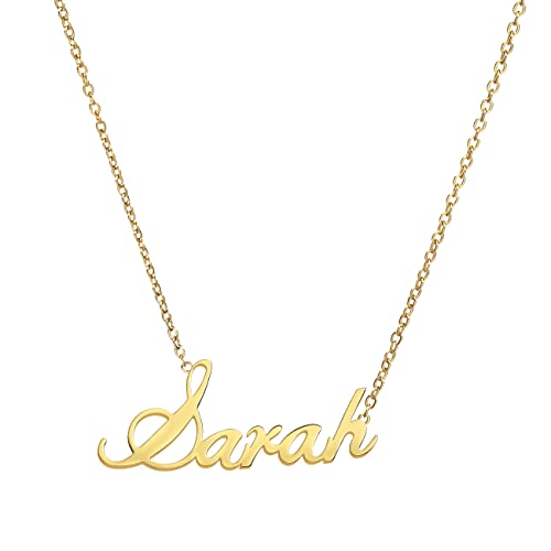 ANDANTE Premium Collection - Namenskette Sarah 14K Gold Edelstahl Halskette Personalisierte Kette mit Namen - längenverstellbar 43 cm - 48 cm