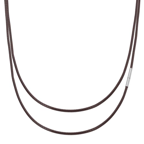 PATIKIL 55 mm Lederband für Ketten Lederhalskette, 2 mm Lederband Lederkette Lederhalsband aus Wachsseil mit Edelstahlverschluss für Männer Frauen DIY Geschenk, Braun/Silber