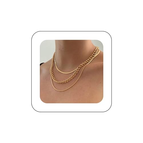 Yienate Boho Geschichtet Schlange Kette Halskette Gold Dicke Kuba Kette Halskette Mode Fischgräten Choker Halskette Mehrlagig Statement Halskette Schmuck Für Frauen Und Mädchen