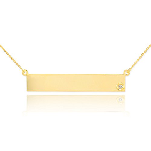 Kleine Schätze - 14 Karat Gold gravierbare Name Bar Kette mit Diamanten