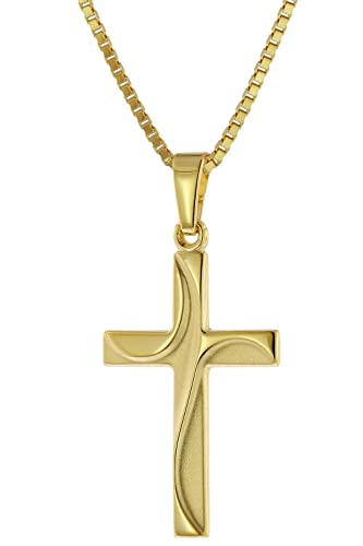 trendor Kreuz-Anhänger Gold 585 (14Kt) mit Vergoldeter Silberkette 51943-42 42 cm