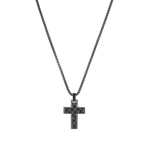 JOOP! Kette mit Anhänger Edelstahl Herren Halsschmuck, 55+5 cm, Grau, Kreuz, Kommt in Schmuck Geschenk Box, 2038992