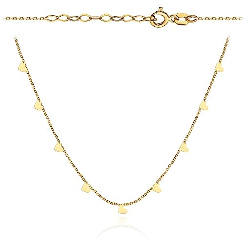 Goldene Damen Halskette 585 14k Gold Gelbgold Kette mit Anhänger Herz