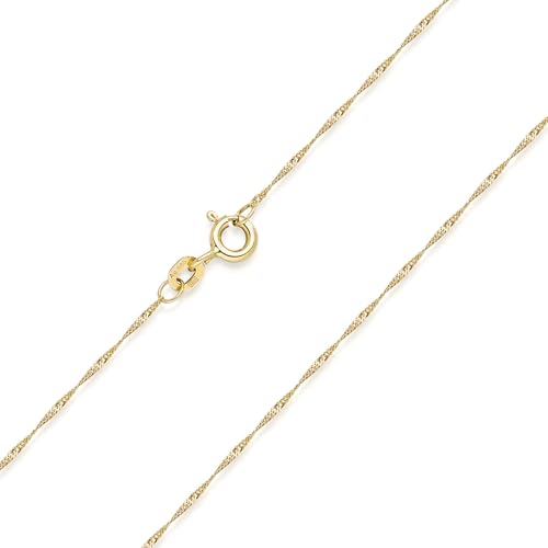 Materia Halskette 585 Gold Kette Frauen Mädchen Singapurkette 50cm diamantiert K87-50