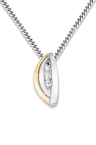 Miore Damen-Anhänger 9 Karat Gelbgold/Silber Zirkonia, 45cm 925 Silber Kette MH9052SN