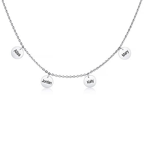 MeMeDIY Personalisierte Münzkette Graviert 1-7 Anfangsbuchstaben Namen für Frauen Mädchen Benutzerdefinierter Edelstahlanhänger Verstellbarer Kette Zierlicher Schmuck Familien-Muttertagsgeschenke