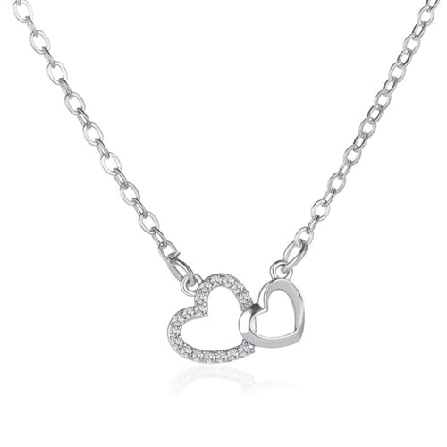 WKRTDY Damen Collier Herz aus Edelstahl - Personalisierte Silberkette mit einem Herz-Anhänger - für Geburtstage und Weihnachten - Für Frauen, Mädchen, Mütter und Freundinnen - 1 Stück