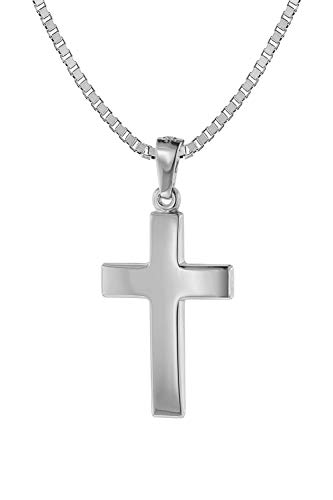 trendor Kreuz-Anhänger 21 mm Weißgold 585 (14 Karat) mit Silberkette 75270-50 50 cm