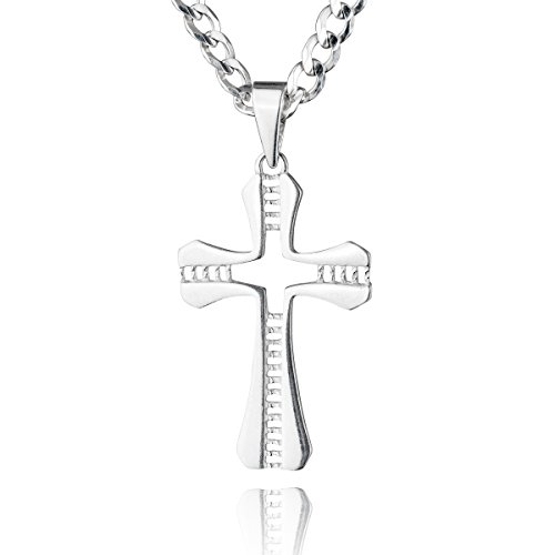STERLL Herren Silberkette Silber 925 Kreuz-Anhänger aus Sterlingsilber 60cm Geschenkverpackung Geschenke für Männer