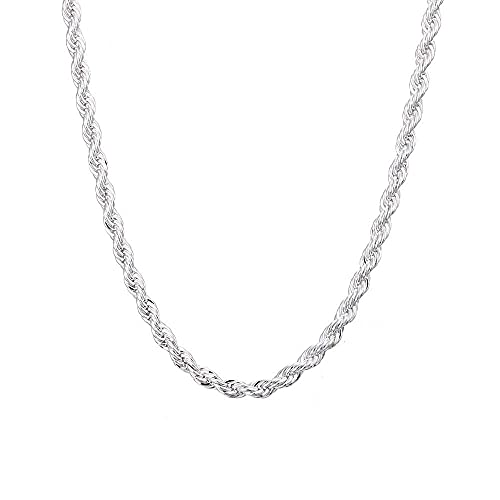 ZHUDJ 100% 925 Sterling Silber 4mm Seil Kette Persönlichkeit Unisex Party Hochzeitsgeschenk Silberkette Halskette Männer 70cm