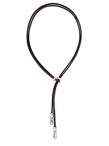 Beau Soleil Jewelry Lederkette Halskette Lederband-Kette mit Süsswasser-Perle (Braun)