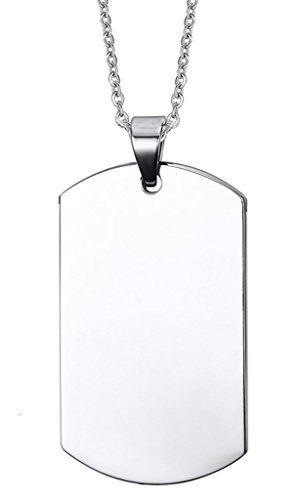 AMDXD Schmuck Halskette (mit Gratis Gravur) Silber Dog Tag Anhänger Halskette Edelstahl Kette 55CM - Dogtag Design