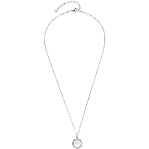 Leonardo Jewels Halskette Anouka, Kette aus Edelstahl mit Anhänger, silber mit gefassten Zirkonia-Steinchen und weißer Imitations-Perle, 45-50 cm Länge, Schmuck Geschenk, 023532