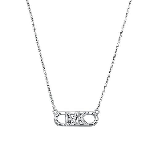 Michael Kors Damen-Halskette mit Premium-MK-Statement-Link-Anhänger aus Sterlingsilber, MKC164200040