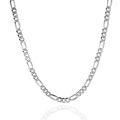 QUADRI - Elegante Halskette Herren und Frauen - Figaro kette silber 925 Echtsilber - Breite 5mm - Länge 56 cm - Silberkette Halskette Kette anlaufgeschützt - Zertifikat Made in Italy