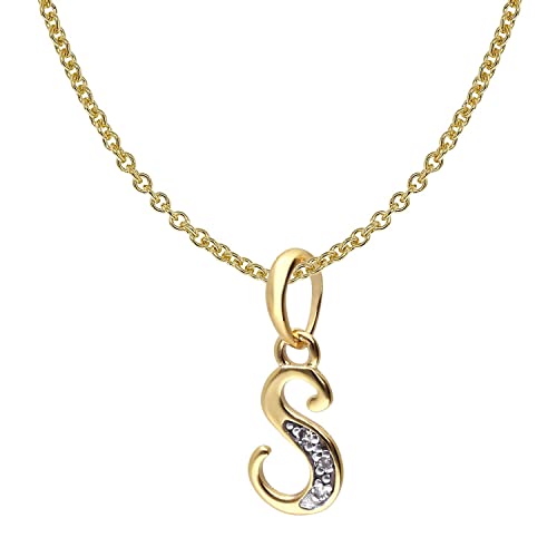 trendor Buchstaben-Anhänger S Gold 333/8K mit vergoldeter Silberkette modisches Schmuckstück aus Echtgold für Damen, tolle Geschenkidee, 41520-S-38 38 cm