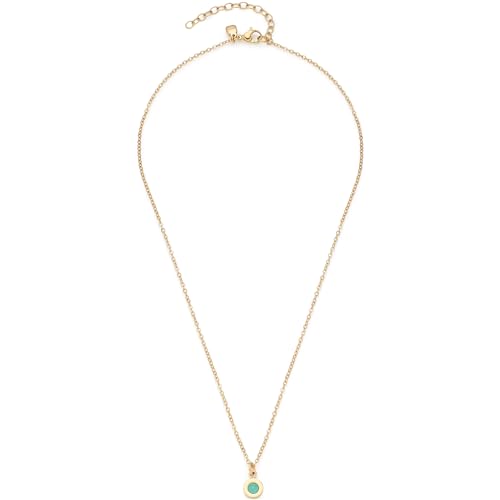 Leonardo Jewels Halskette Isa, Kette aus Edelstahl, zarte Ankerkette in gold mit aquafarbenem Anhänger, 42-47 cm Länge, personalisierbare Rückseite, Schmuck Damen, 023397