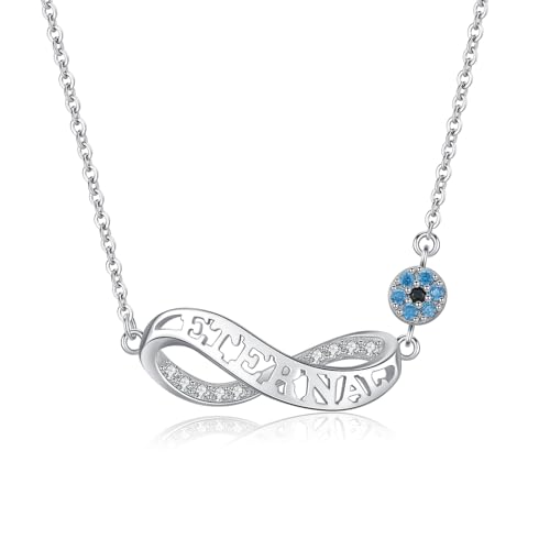 OHAYOO Infinity Kette Damen 925 Sterling Silber Unendlichkeitszeichen Halskette Damen mit Gravur 'ETERNAL' Infinity Halskette Damen Geschenk für Frau Frauen mit Geschenkbox
