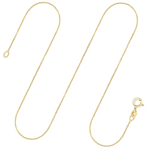EDELIND Sehr feine Venezianerkette Gold 0,7 mm | 14 Karat | Länge 42 cm | Goldkette Damen Kinder 585 Echtgold | Kette Herren aus Gelbgold ohne Anhänger | Halskette Mädchen Gold Schmuck Geschenk Box