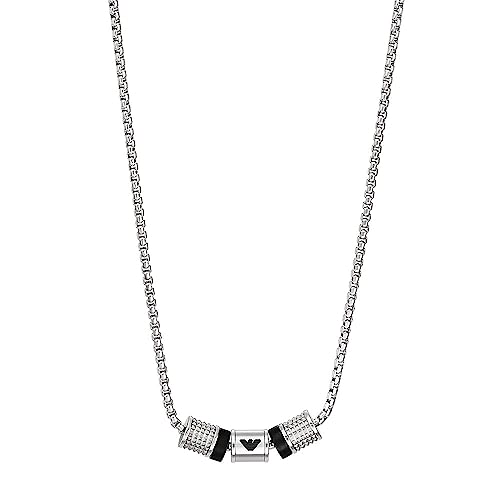 EMPORIO ARMANI Halskette für Männer Onyx Rondelle Halskette, Länge: 525mm, Breite: 36.5mm, Höhe: 8mm, EGS2998040