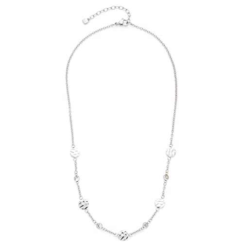 Leonardo Jewels Milou Halskette, Kette aus Edelstahl mit Zirkonia Steinen, Plättchen, silber, 45-50 cm, Ankerkette, Damen Schmuck, 022487