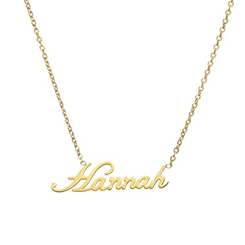 ANDANTE Premium Collection - Namenskette Hannah 14K Gold Edelstahl Halskette Personalisierte Kette mit Namen - längenverstellbar 43 cm - 48 cm