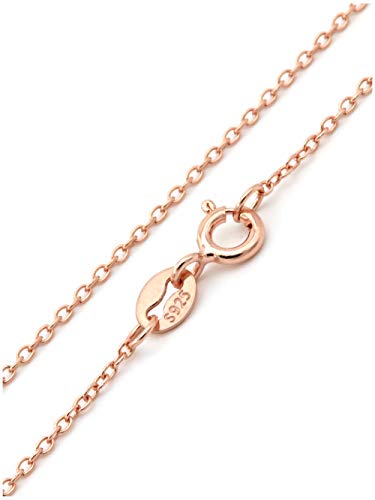 NaturSchatulle Feine Silberkette Rosegold 925 Sterling Silber 40-80cm Halskette ohne Anhänger Damen 1,2mm Ankerkette Ringverschluss Panzerkette (80cm)