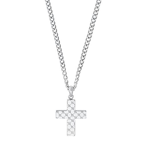 JOOP! Kette mit Anhänger Edelstahl Herren Halsschmuck, 60 cm, Silber, Kreuz, Kommt in Schmuck Geschenk Box, 2031030