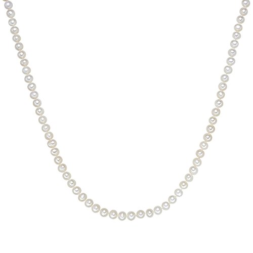 Valero Pearls Damen-Kette Hochwertige Süßwasser-Zuchtperlen in ca. 6 mm Oval weiß 90 cm - Perlenkette Halskette mit echten Perlen 340200