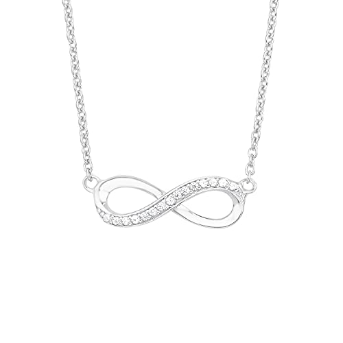 s.Oliver Kette mit Infinity Anhänger für Damen, Zirkonia und 925 Sterling Silber, Rhodiniert