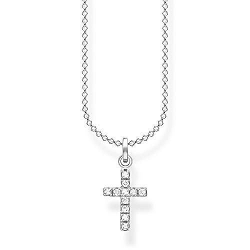 Thomas Sabo Damen Halskette Kreuz pavé silber 925 Sterlingsilber, 36-38 cm Länge