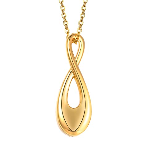 KnBoB Memorial Asche Anhänger Halskette, Gold Unendlichkeitszeichen Edelstahl Urne Halskette für Damen Kette 50 cm
