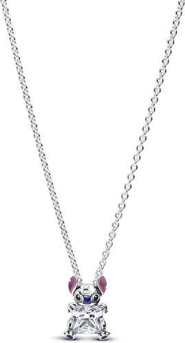 PANDORA Disney Stitch Collier-Halskette aus Sterling Silber mit Zirkonia, Größe: 45mm, 393743C01-45