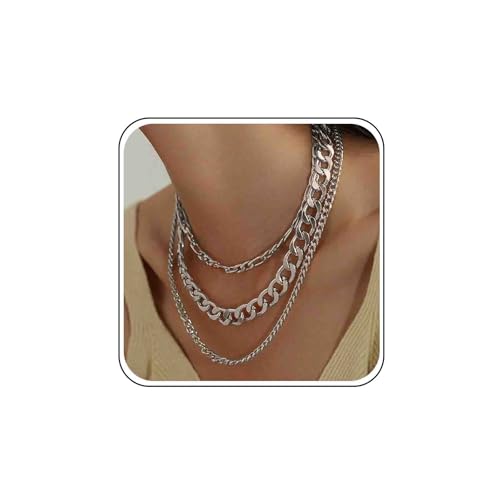 Chunky Gold Halskette Silber Dicke Halskette Geschichtet Halskette Choker Kubanische Halskette Glied Kubanische Kette Halskette Gestapelt Halskette Panzerkette Statement Halskette Schmuck Für Frauen