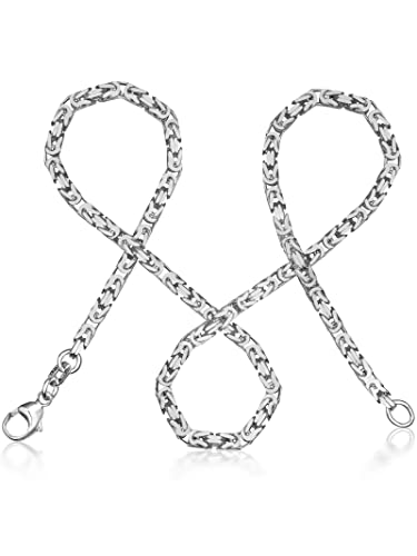 modabilé Königskette Herren Halskette 925 Sterling Silber (90cm 2,8mm breit) Silberkette ohne Anhänger Kurz Ketten Männer, Damen, Silberne Kette Mann