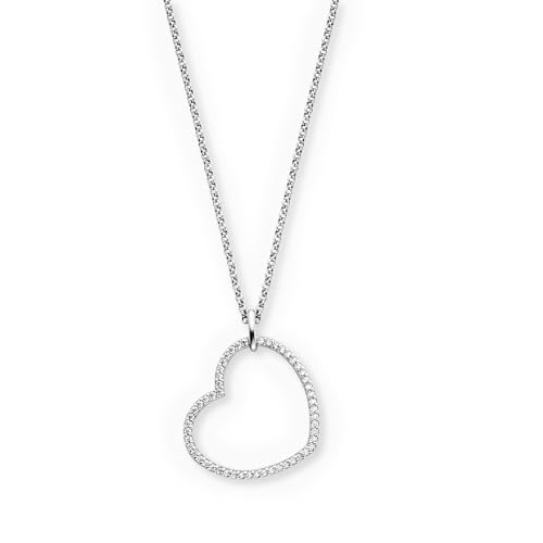 Engelsrufer Kette Herz Shade Silber für Damen aus 925er Sterlingsilber - Zirkonia - Karabinerverschluss - Länge: 42+4+4cm